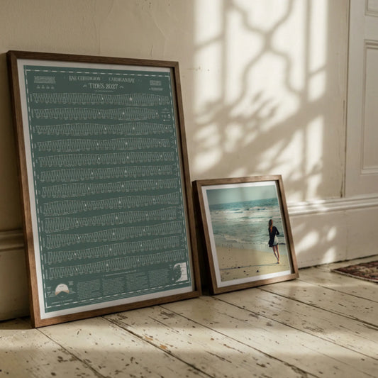 Cardigan Bay tide chart print, Grey-Green colourway