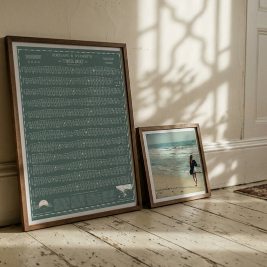 Portland & Weymouth tide chart print, Grey-Green colourway