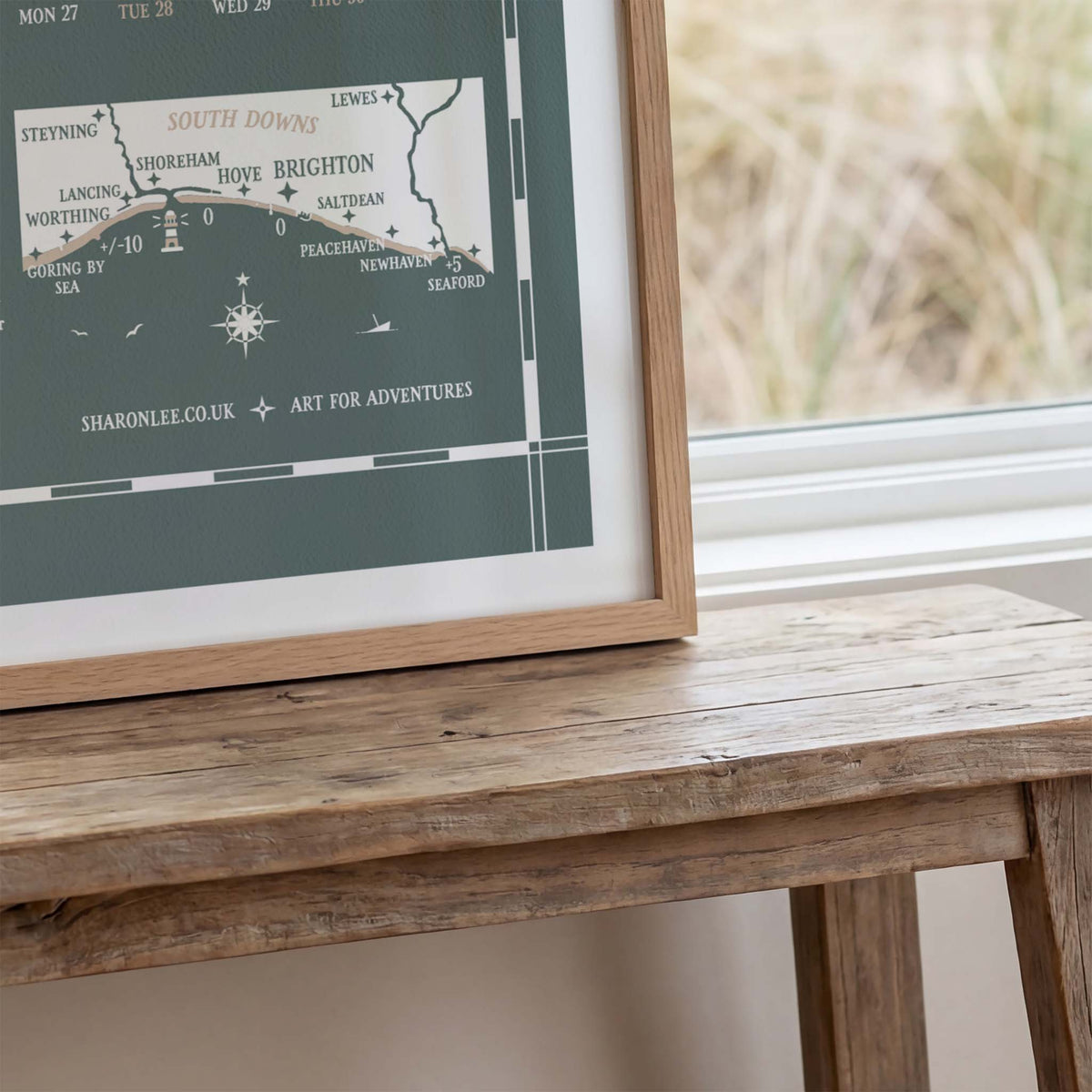 Brighton, Hove, Worthing and Shoreham tide chart, close up detail