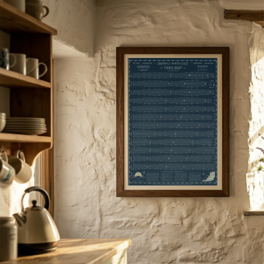 Cornwall North Coast tide chart print