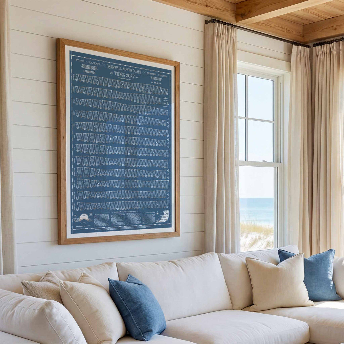 Cornwall North Coast tide chart print