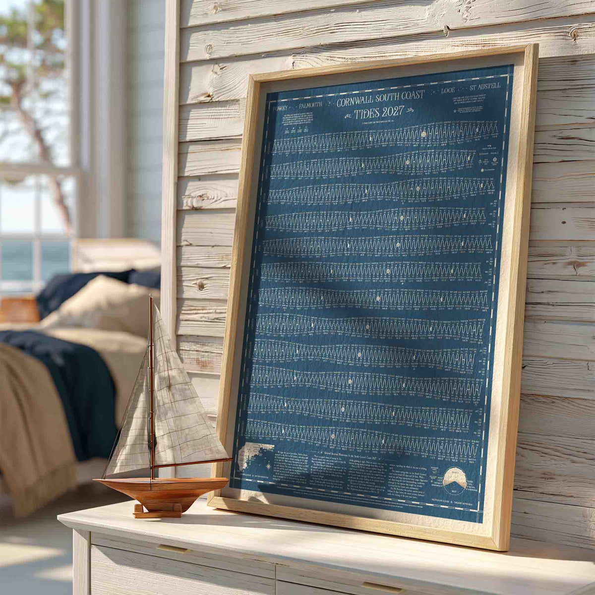 Cornwall South Coast tide chart print