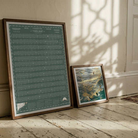 Deal, Folkestone, Dover tide chart print, Grey-Green colourway