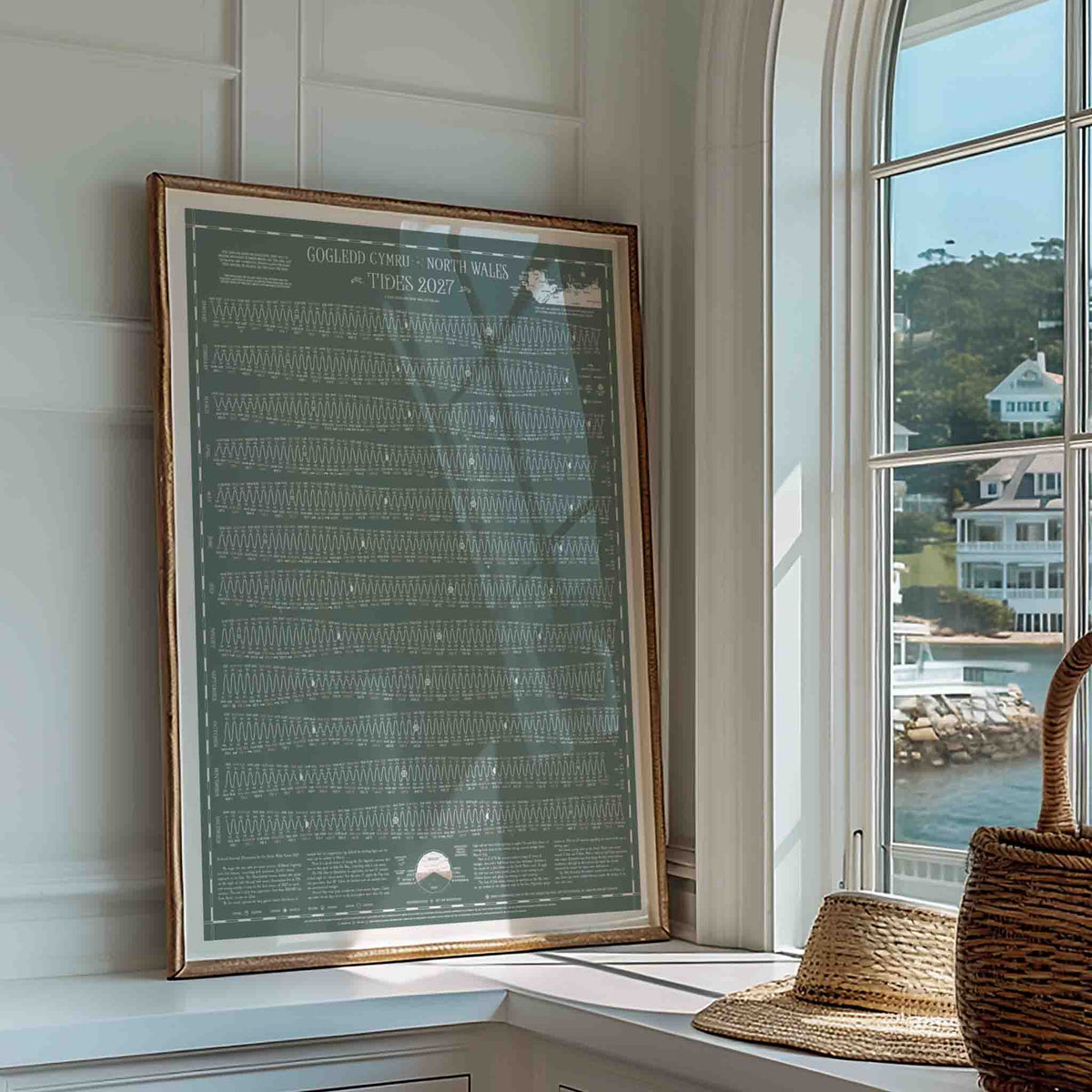 North Wales tide chart print, Grey-Green colourway