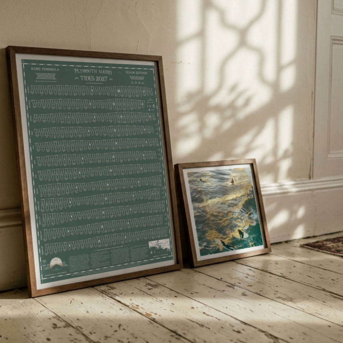 Plymouth Sound tide chart print, Grey-Green colourway