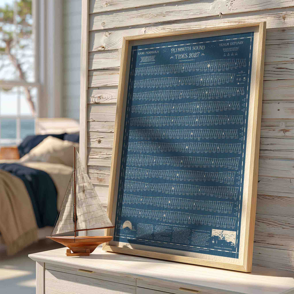 Plymouth Sound tide chart print