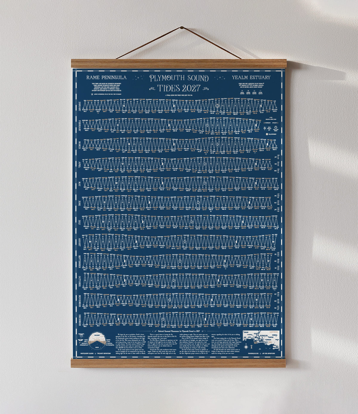 Plymouth Sound tide chart print