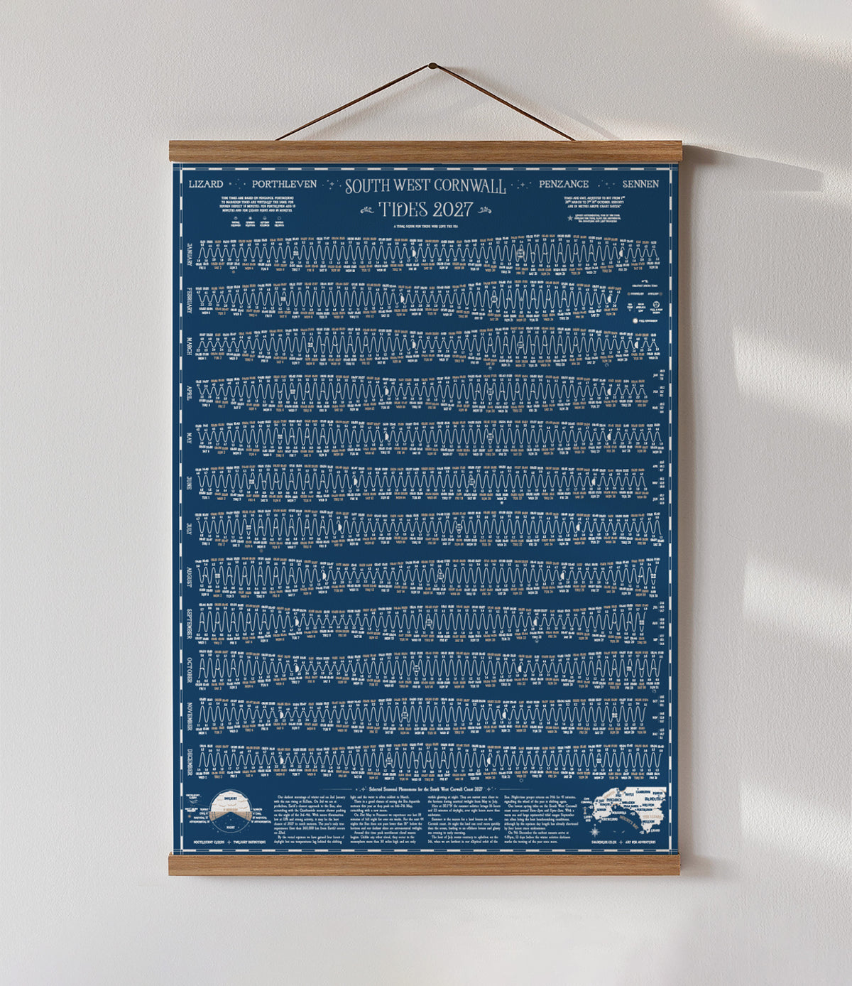 South West Cornwall tide chart print