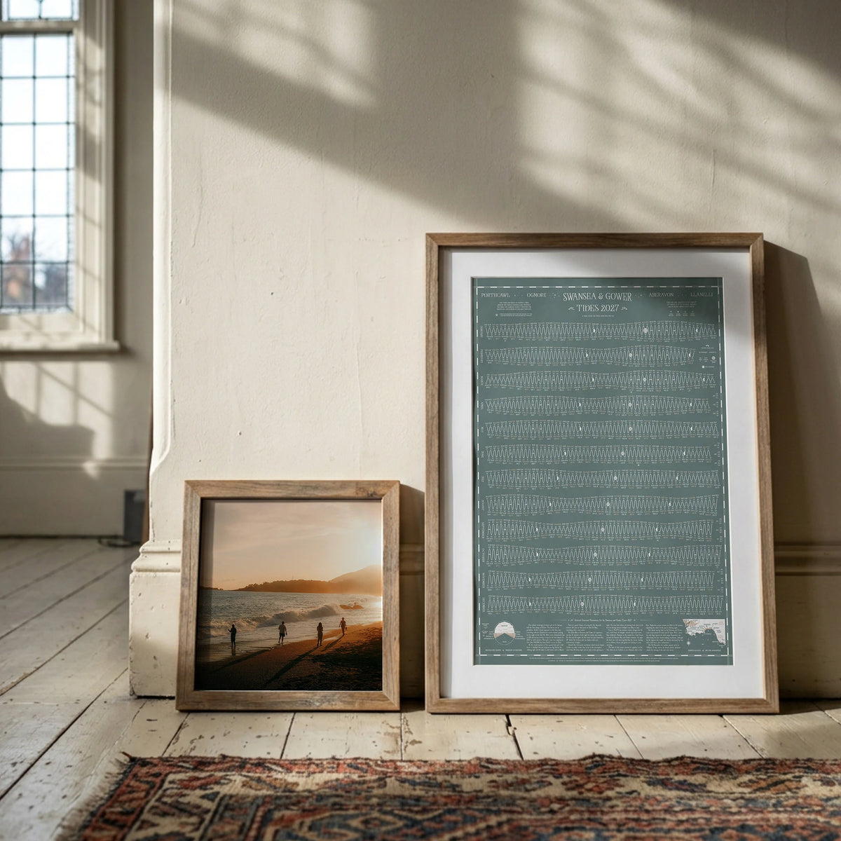 Swansea and Gower tide chart print, Grey-Green colourway