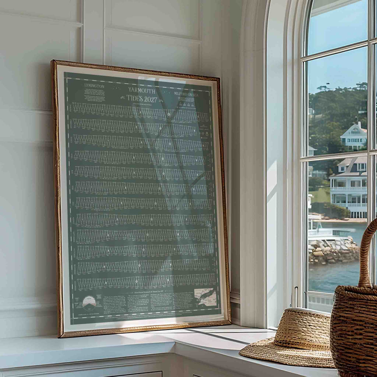 Yarmouth tide chart print, Grey-Green colourway