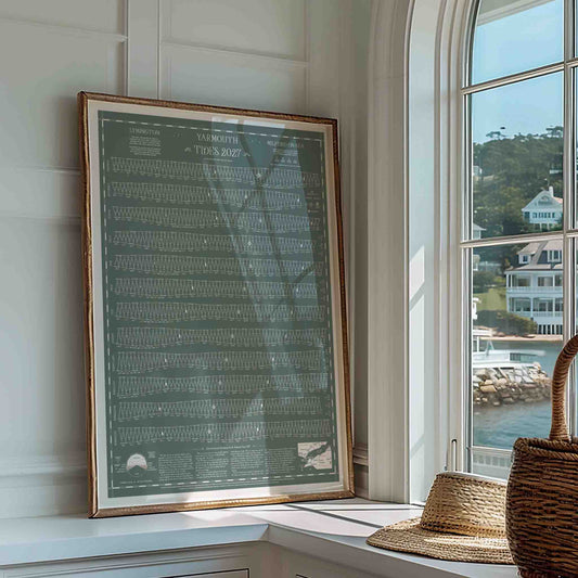 Yarmouth tide chart print, Grey-Green colourway
