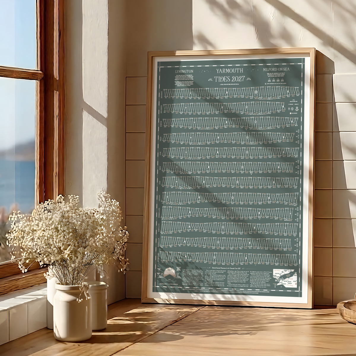 Yarmouth tide chart print, Grey-Green colourway