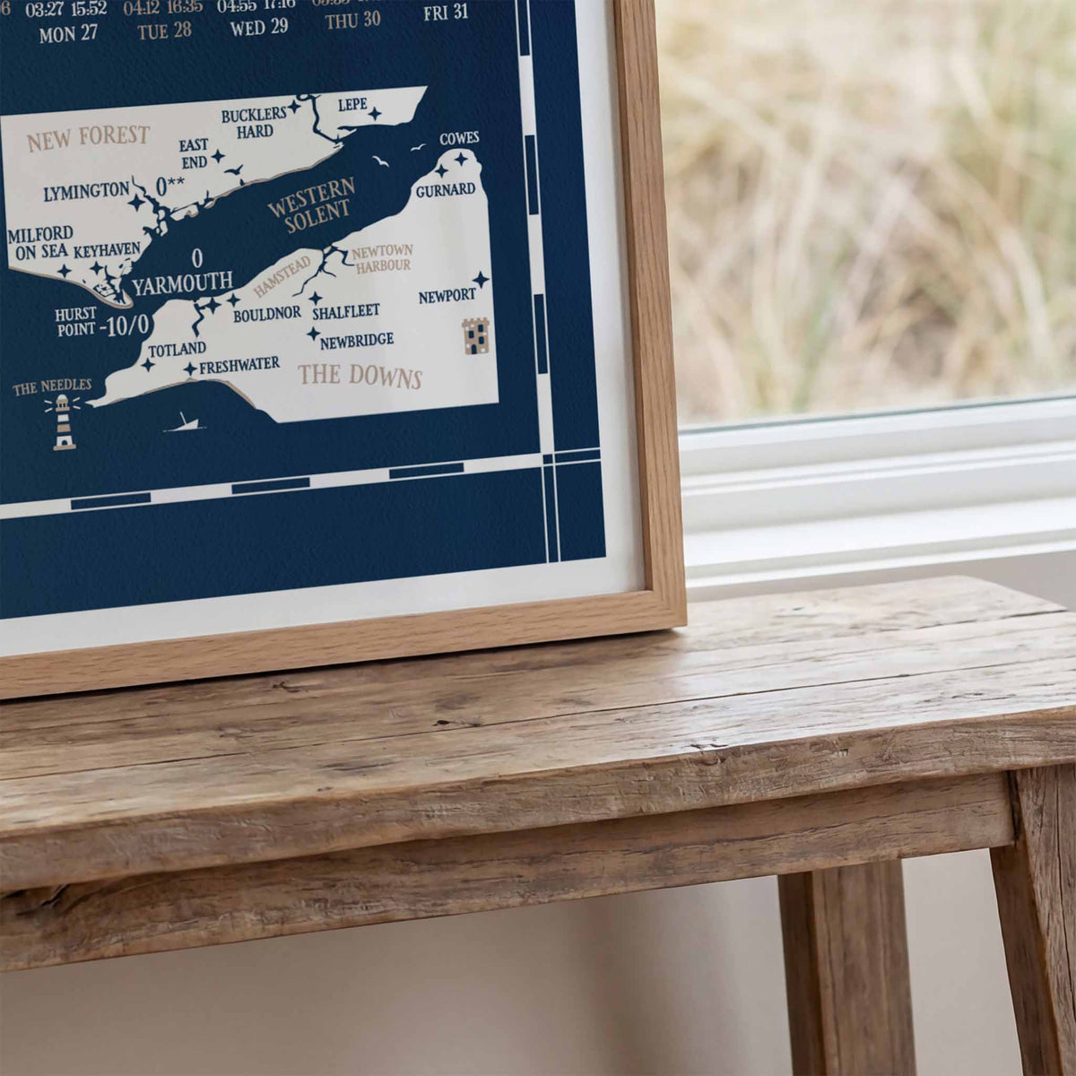 Yarmouth tide chart print, close up detail